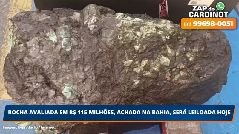 Rocha avaliada em R$ 115 milhões, achada na Bahia, será leiloada hoje