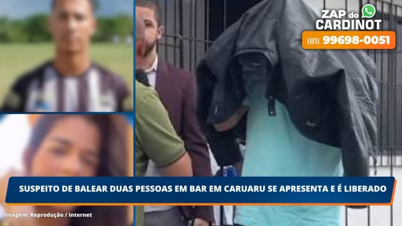 Suspeito de balear duas pessoas em bar em Caruaru se apresenta e é liberado