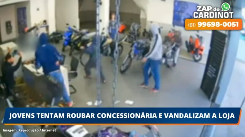 VÍDEO: Jovens tentam roubar concessionária e vandalizam a loja