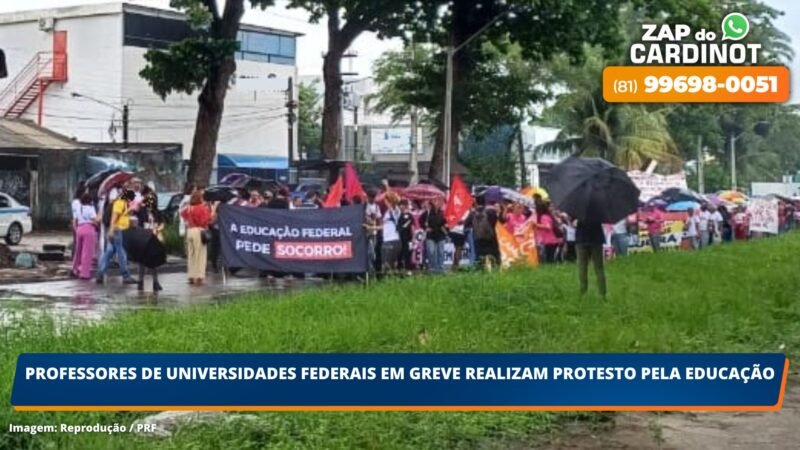 Professores de universidades federais em greve realizam protesto pela educação
