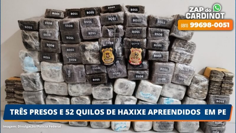 Três presos e 52 quilos de haxixe apreendidos pela Polícia  em Pernambuco