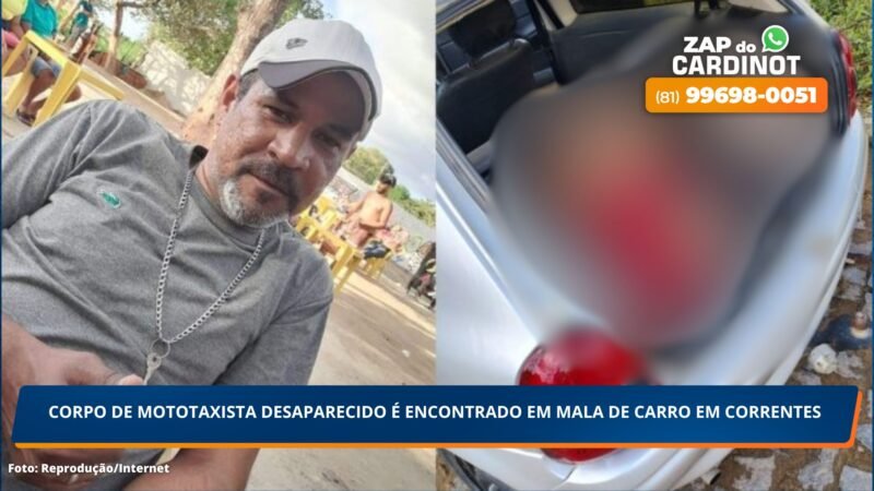 Corpo de mototaxista desaparecido é encontrado em mala de carro em Correntes