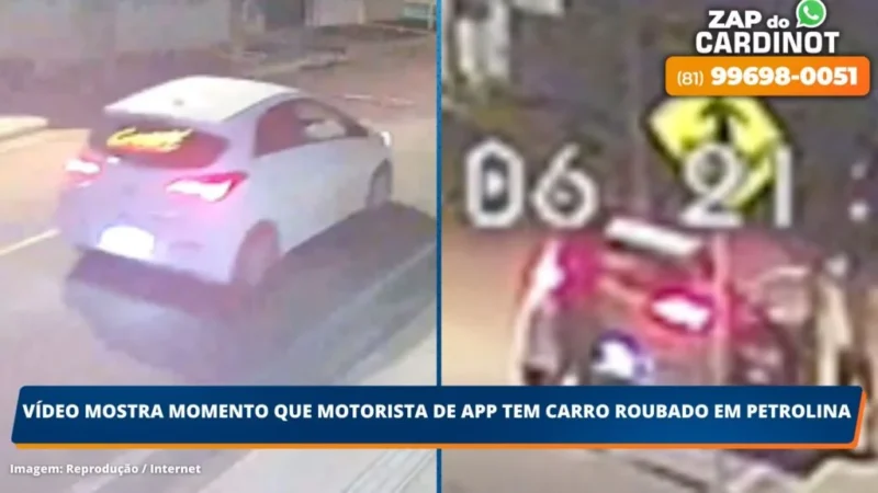 Vídeo mostra momento que motorista de APP tem carro roubado em Petrolina