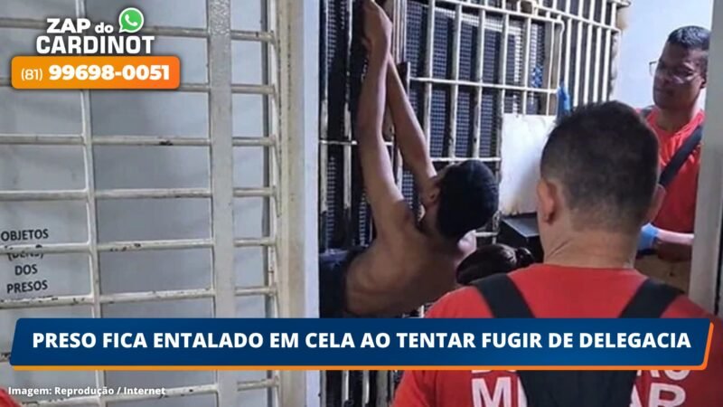 VÍDEO: Preso fica entalado em cela ao tentar fugir de delegacia