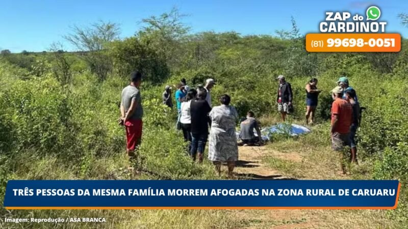 Três pessoas da mesma família morrem afogadas na zona rural de Caruaru