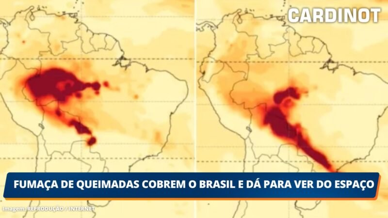 Fumaça de queimadas cobre o Brasil e dá para ver do espaço