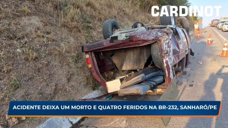 Acidente deixa um morto e quatro feridos na BR-232, Sanharó/PE