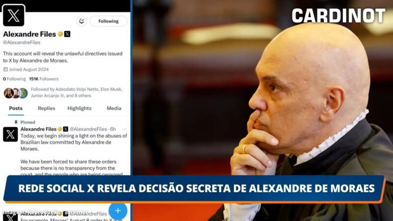 Rede social X revela decisão secreta de Alexandre de Moraes