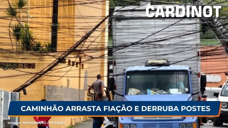 Caminhão arrasta fiação e derruba postes em Camaragibe