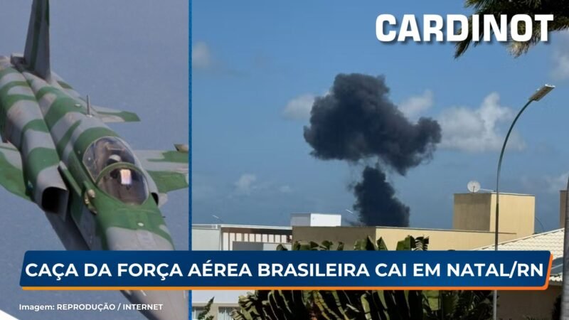 VÍDEO: Caça da Força Aérea Brasileira cai em Natal/RN