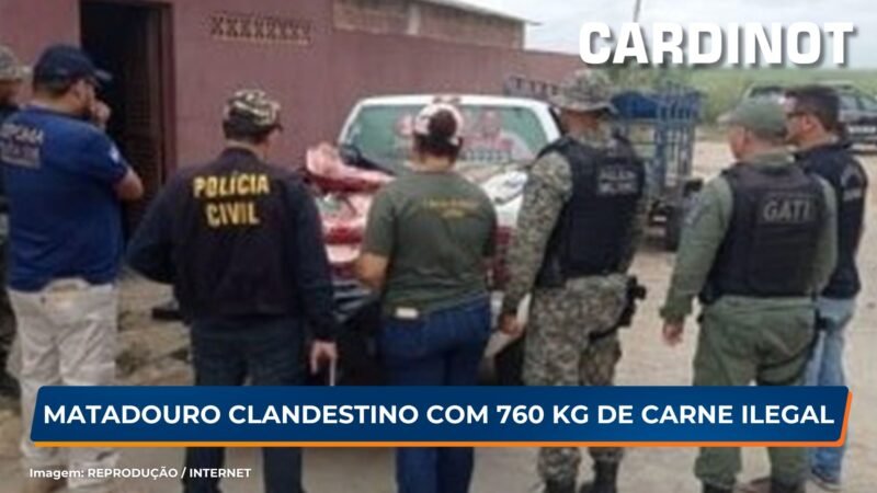 Polícia realiza operação em matadouro clandestino e apreende 760 kg de carne ilegal em Tracunhaém, PE