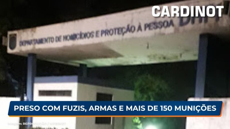 Suspeito é preso com 2 fuzis, armas e mais de 150 munições no Recife