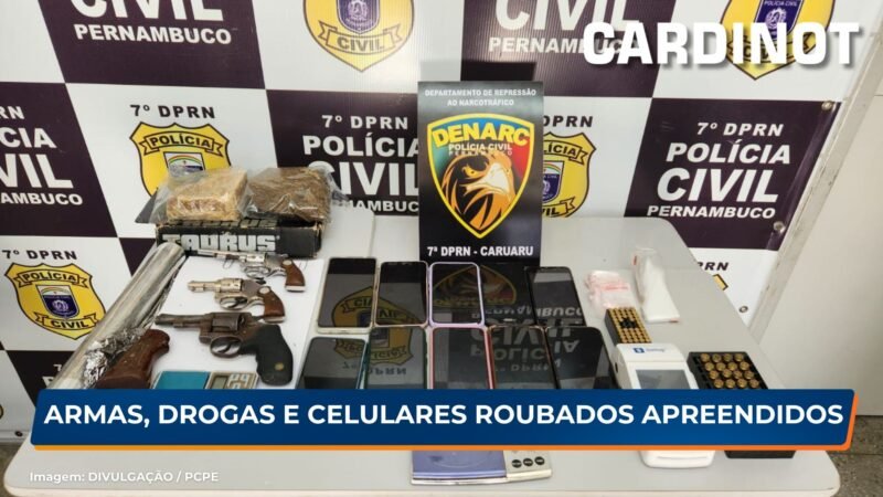 Polícia Civil apreende armas, drogas e celulares roubados em operação no bairro Salgado, em Caruaru