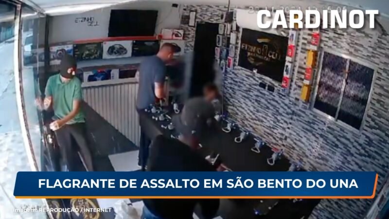 VÍDEO: Flagrante de assalto em loja de celulares em São Bento do Una, PE