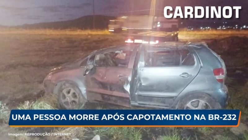 Capotamento deixa uma pessoa morta e quatro feridos na BR-232, em Bezerros/PE