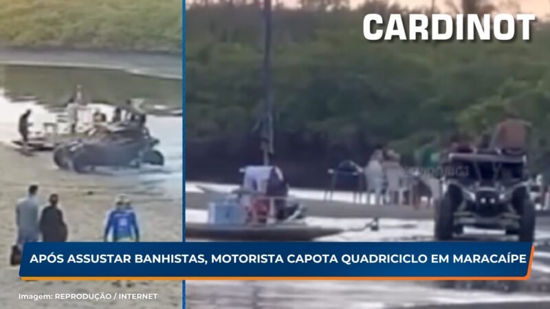 VÍDEO: Após assustar banhistas, motorista capota quadriciclo em Maracaípe