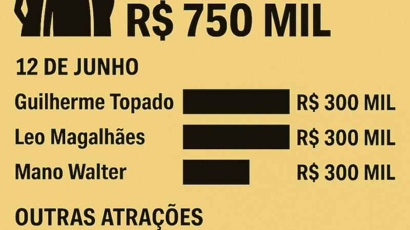 💥 R$ 750 mil por show: veja quanto a Prefeitura de Caruaru vai pagar a artistas do São João 2025
