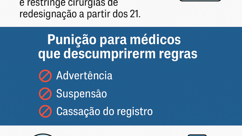 Médico que descumprir nova regra sobre tratamento hormonal de jovens trans poderá ter registro cassado, diz CFM