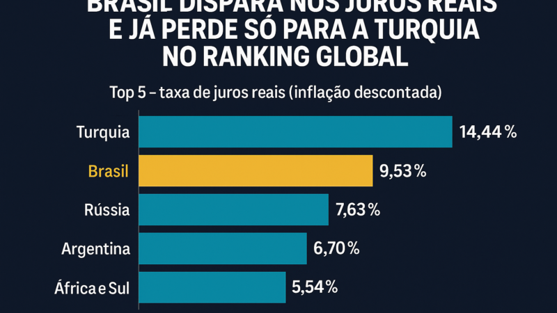 💸 Brasil dispara nos juros reais e já perde só para a Turquia no ranking global