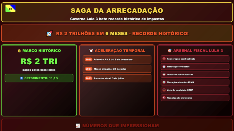 Brasileiros pagam R$ 2 trilhões em impostos em 2025: recorde histórico chega 18 dias antes que em 2024