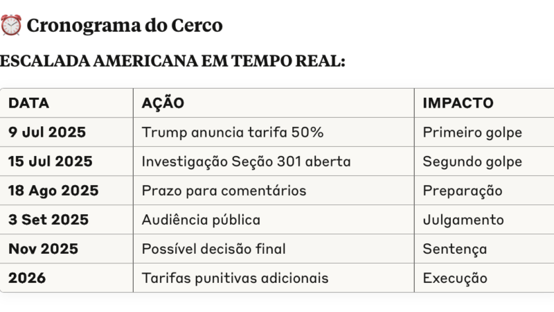 Guerra Comercial Total: EUA Abrem Cerco Investigativo Contra Brasil em 6 Frentes Simultâneas