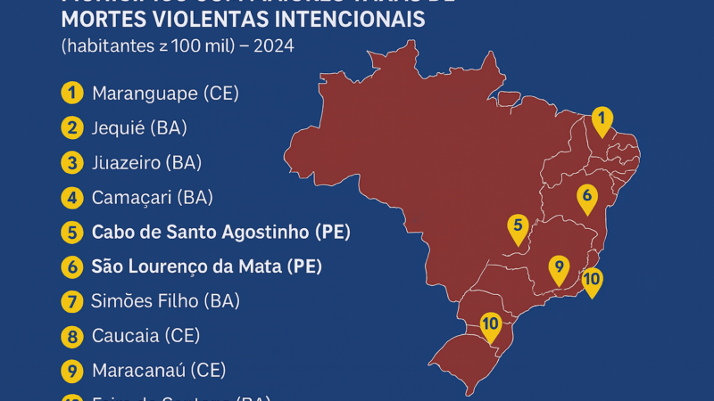🔥 CABO E SÃO LOURENÇO ENTRE AS CIDADES MAIS VIOLENTAS DO BRASIL, APONTA ANUÁRIO