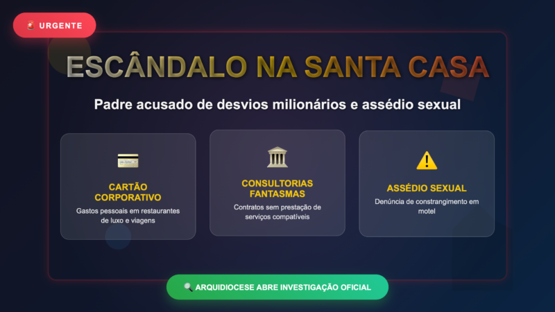 🚨 ESCÂNDALO NA SANTA CASA: Padre é acusado de desvios milionários e assédio sexual em dossiê explosivo