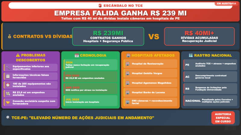 💸 ESCÂNDALO: Empresa com dívida de R$ 40 MI e em recuperação judicial ganha contratos de R$ 239 milhões em PE