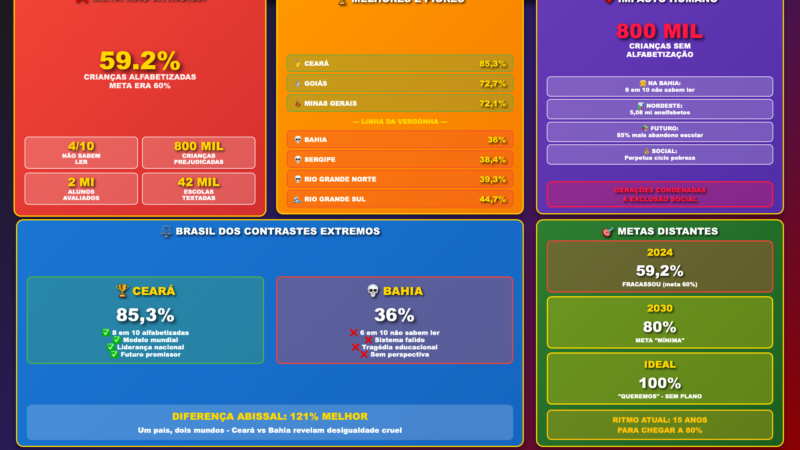 Fracasso Educacional: 4 em Cada 10 Crianças Brasileiras Não Sabem Ler aos 7 Anos