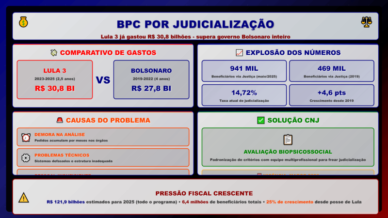 Lula gasta R$ 30,8 bilhões com BPC por decisão judicial: valor já supera governo Bolsonaro inteiro