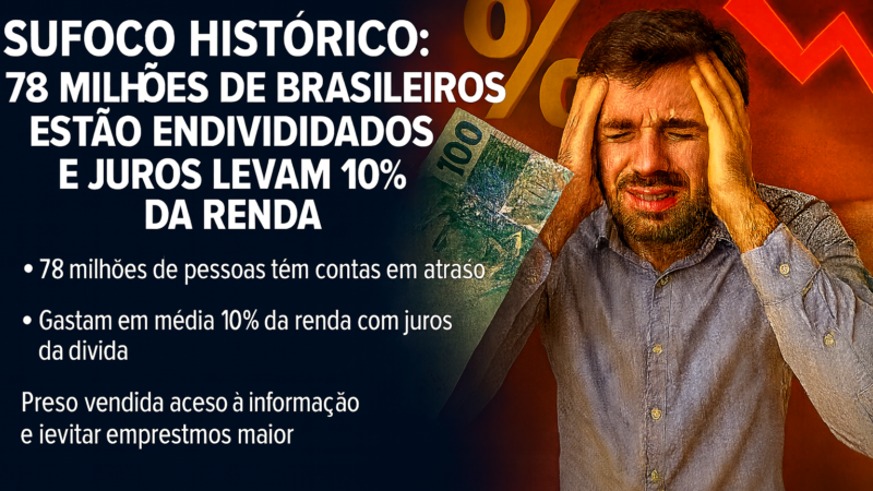 SUFOCO HISTÓRICO: 78 MILHÕES DE BRASILEIROS ESTÃO ENDIVIDADOS E JUROS LEVAM 10% DA RENDA