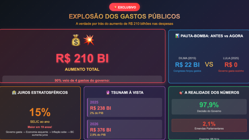 🔥 BOMBA: Lula gasta R$ 210 BILHÕES a mais e culpa o Congresso – Especialistas desmentem farsa