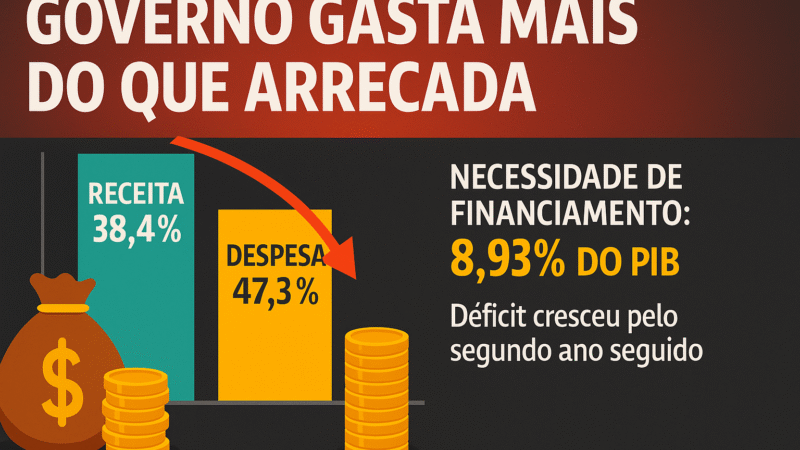 ROMBO NAS CONTAS PÚBLICAS CRESCE E GOVERNO JÁ GASTA QUASE 9% A MAIS DO QUE ARRECADA