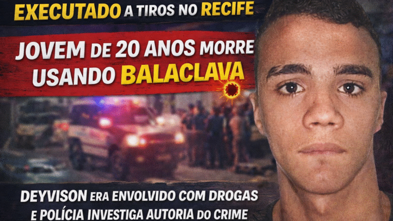 JOVEM É EXECUTADO A TIROS NO RECIFE E MORRE USANDO BALACLAVA