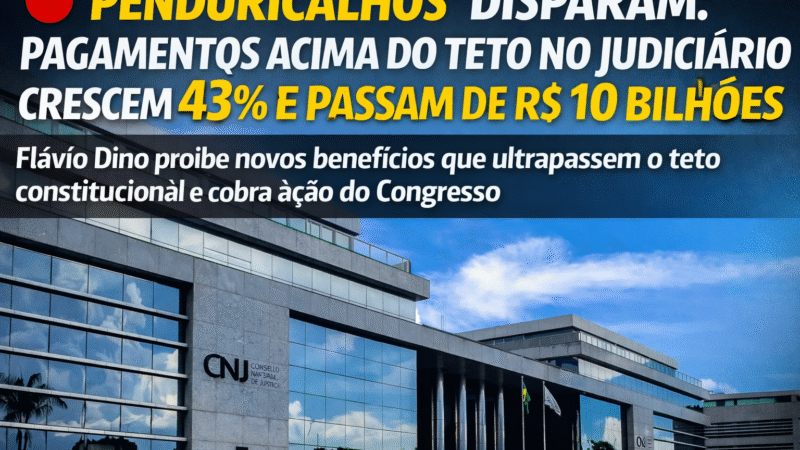 🔴 ‘PENDURICALHOS’ DISPARAM: PAGAMENTOS ACIMA DO TETO NO JUDICIÁRIO CRESCEM 43% E PASSAM DE R$ 10 BILHÕES