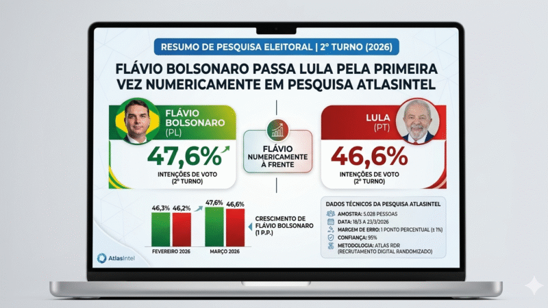 🚨 FLÁVIO BOLSONARO PASSA LULA EM PESQUISA E APARECE NA FRENTE NO 2º TURNO