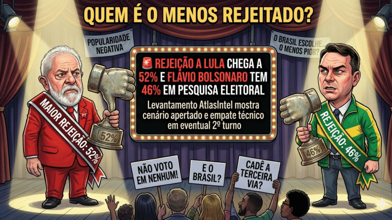 🚨 REJEIÇÃO A LULA CHEGA A 52% E FLÁVIO BOLSONARO TEM 46% EM PESQUISA ELEITORAL