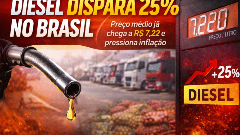 🚨 Diesel dispara 25% no Brasil e já chega a R$ 7,22: alta pressiona preços e ameaça inflação