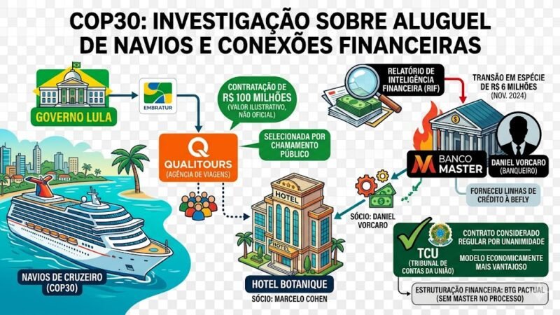 Governo Lula contrata navios da COP30 via empresa ligada a sócio de banqueiro investigado