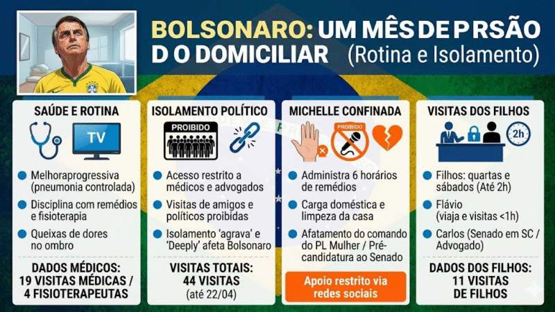 🚨 UM MÊS DE PRISÃO DOMICILIAR: ROTINA ISOLADA DE BOLSONARO IMPACTA SAÚDE E ARTICULAÇÃO POLÍTICA
