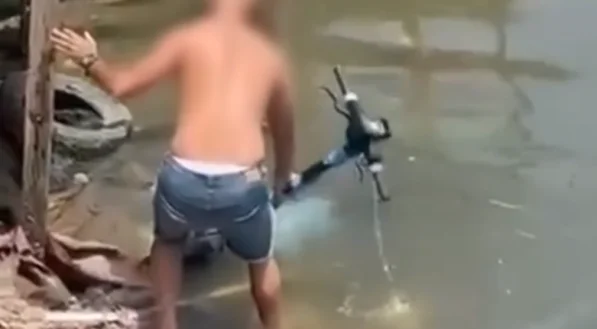 Patinetes elétricos são jogados em canal e mangue menos de 2 semanas após estreia do serviço no Recife