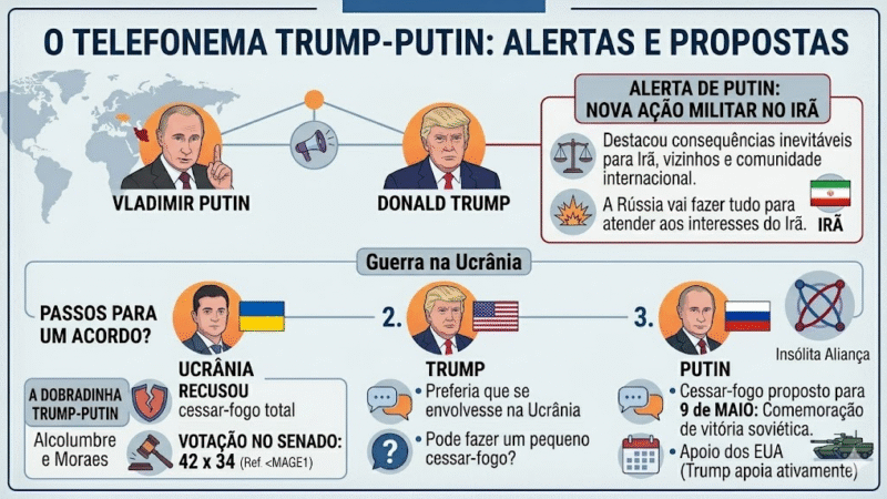 Putin faz alerta duro a Trump sobre Irã e cita “consequências globais” de novos ataques