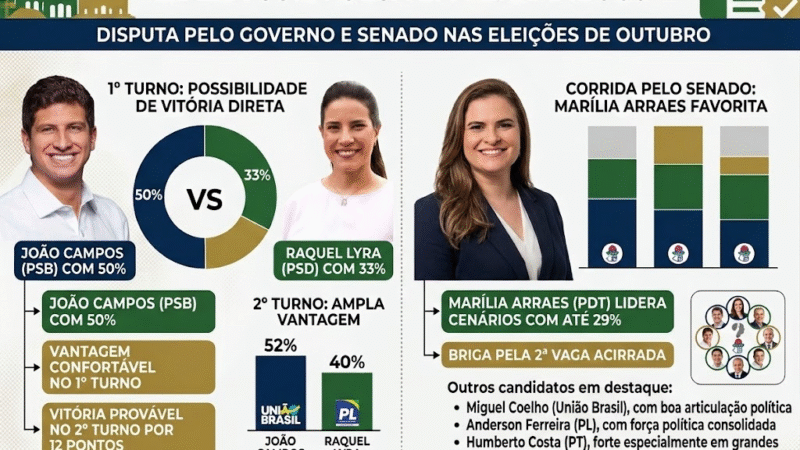 João Campos abre ampla vantagem sobre Raquel Lyra e pode vencer no 1º turno em Pernambuco, aponta pesquisa