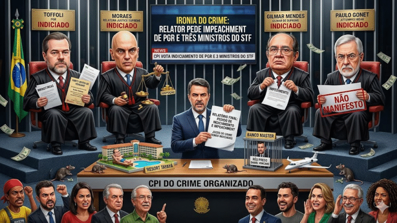 🔴 CPI mira STF e PGR: relator pede indiciamento de Moraes, Toffoli, Gilmar e Paulo Gonet