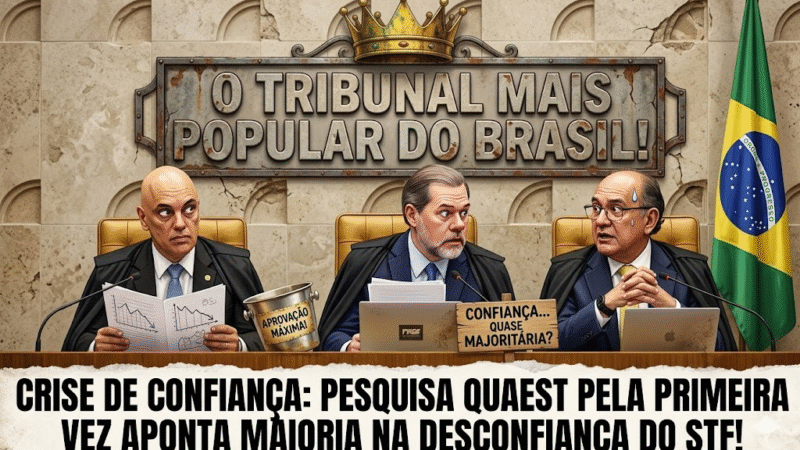DESCONFIANÇA NO STF DISPARA E VIRA MAIORIA PELA PRIMEIRA VEZ, DIZ QUAEST