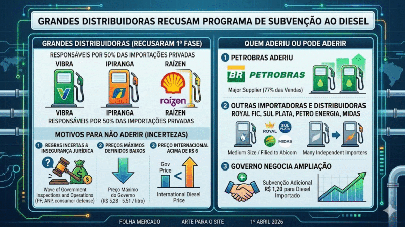 Gigantes dos combustíveis rejeitam programa de Lula e ficam fora de subsídio ao diesel