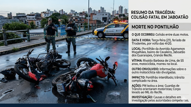 🚨 Acidente fatal em Jaboatão: colisão entre motos mata homem em pontilhão de Cavaleiro
