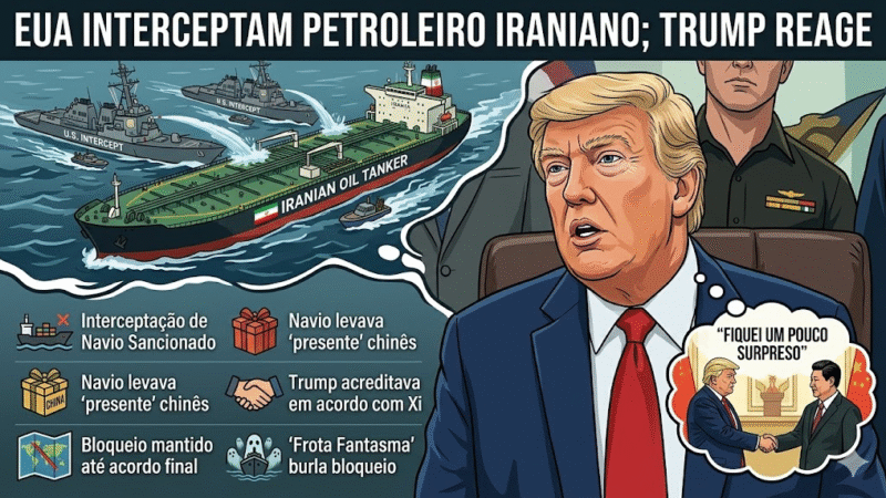 🌍🚨 Tensão global: EUA interceptam petroleiro iraniano e Trump fala em “presente” da China