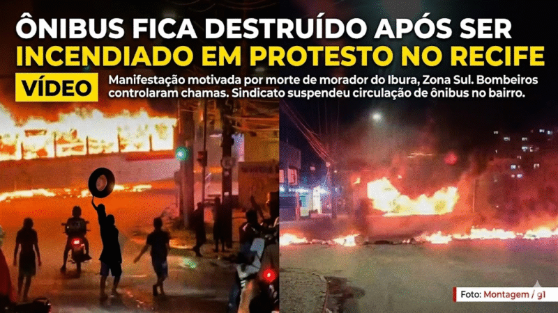 🔥 ÔNIBUS É INCENDIADO EM PROTESTO NO RECIFE APÓS MORTE DE MORADOR; LINHAS SÃO SUSPENSAS