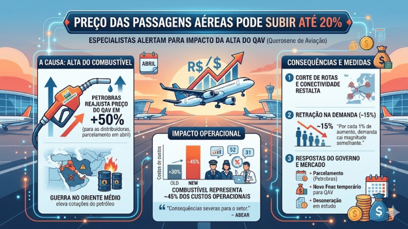 Passagens aéreas podem subir até 20% após aumento de 50% no querosene de aviação